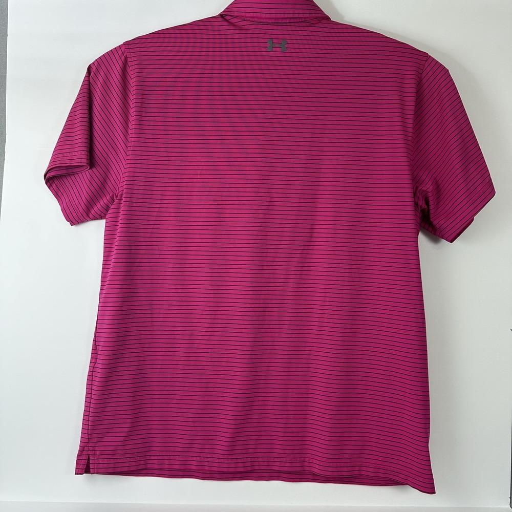Under Armour XXL MAROON STRIPED The Playoff Polo Short Sleeve Loose Fit - Picture 6 of 6